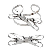 Stainless Steel Bowknot Ring And Bangle Set Elegant-Silver