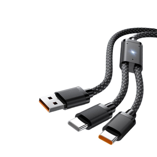 Fast Speed 100W Braided Charging Line with Two Inputs Fast-1.2m