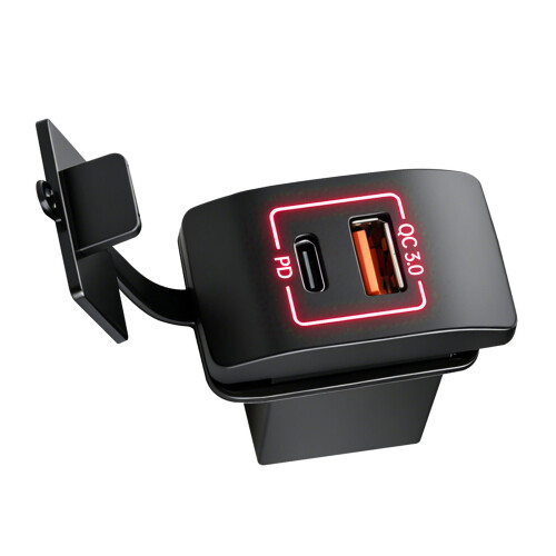 PD30W Type C snellaadadapter autolader met 18W USB-poort-rood