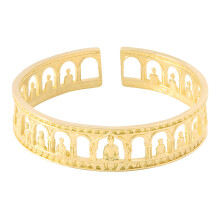 Vintage Style Open Cuff Brass Bangle Featuring-Gold-color
