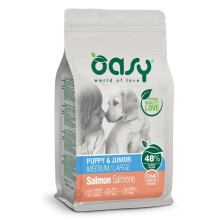 Oasy One Animal Protein Puppy, cibo secco per cani di taglia media/grande al salmone, 12 kg