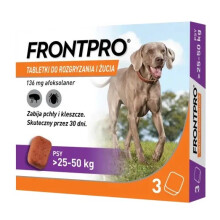 Comprimidos FrontPro para perros contra pulgas y garrapatas >25-50 kg 3x136 mg