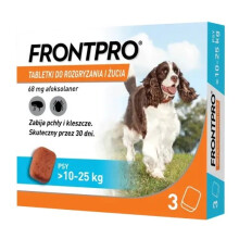 Comprimidos FrontPro para perros contra pulgas y garrapatas >10-25 kg 3x68 mg
