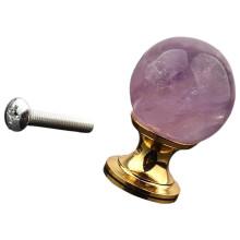 Bouton d'armoire boule ronde en cristal, poignée-Couleur lavande