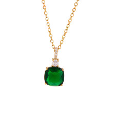 Stylish Square Pendant Necklace With Sparkling-JDN0312228GN
