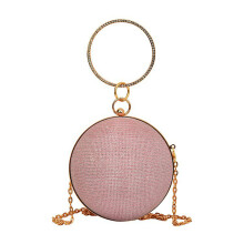 Sac à bandoulière rond élégant avec strass scintillants et-Rose