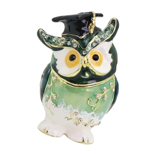 Owl Doctor Shape Gift Box Elegant Handmade Statue-Green