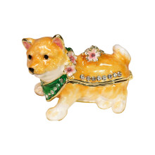 Exquisite Enamel Shiba Inu Jewelry Box Handcrafted Alloy