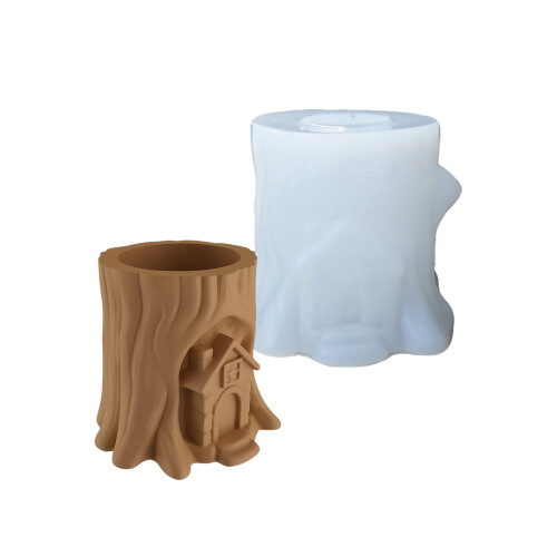 Flexible Tree Stump Cottage Mould For Concrete Planters And