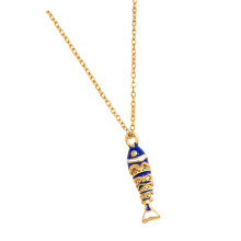 Cute Oil Drop Fish Charm Necklace Simple Style-JDN0312222 BL