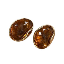 Retro Amber Tone Studs Earrings Portable Comfortable-irregular