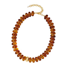 Collier artistique à brins de perles multicolores pour-brun