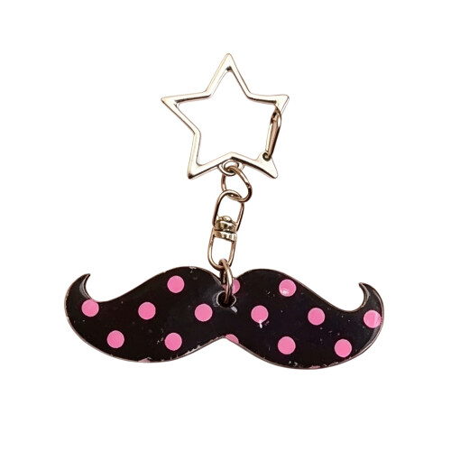 Adorable Mustache Patterned Keychain Ornament For Keys-Black