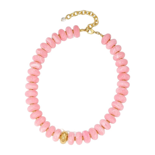 Collier de perles acryliques à la mode avec chaîne réglable-Rose