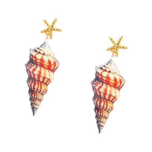 Boucles d'oreilles pendantes inspirées de la mer-Marron clair