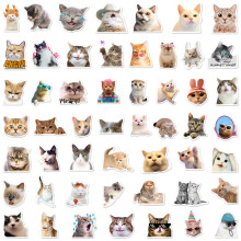 50 stuks Cartoon Kitten Sticker Waterdichte PVC-50 vellen