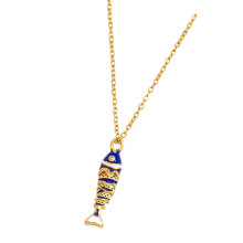 Leuke oliedruppel vis bedelketting eenvoudige stijl-JDN0312222BL