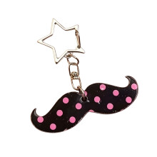 Leuke cartoon snor acryl sleutelhanger voor sleutels,-Zwart