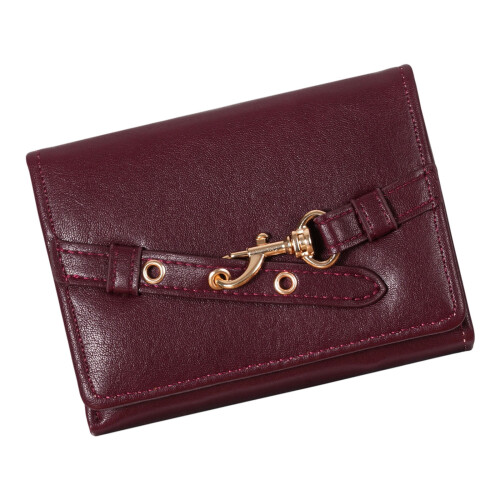 Compacte driebladige portemonnee voor dames met-Datum rood