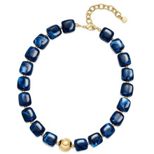 Collier de perles multiples en plastique,-Bleu marine
