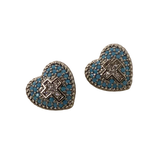 Boucles d'oreilles élégantes en forme de cœur et de croix-B
