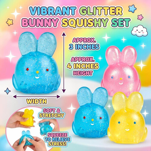 τεμάχια παιχνίδια Squishy Bunny Fidgets, μπάλες στρες Doh Bunny για ενήλικες, χαριτωμένα πα 1
