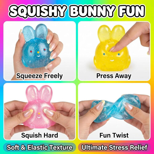 τεμάχια παιχνίδια Squishy Bunny Fidgets, μπάλες στρες Doh Bunny για ενήλικες, χαριτωμένα πα 2