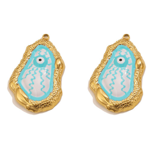 Two Gothic Style Eye Pendants Showcasing Irregular Stone-Blue