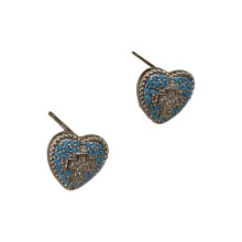 Elegant Gold Plated Heart And Crosses Earrings With Simulated-A