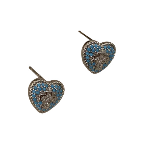 Unique Heart And Crosses Studs Earrings Decorated With-A