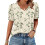 Women's  Short Sleeve Button-Down V-Neck Shirts rSets -Beige S 5