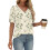 Women's  Short Sleeve Button-Down V-Neck Shirts rSets -Beige S 6
