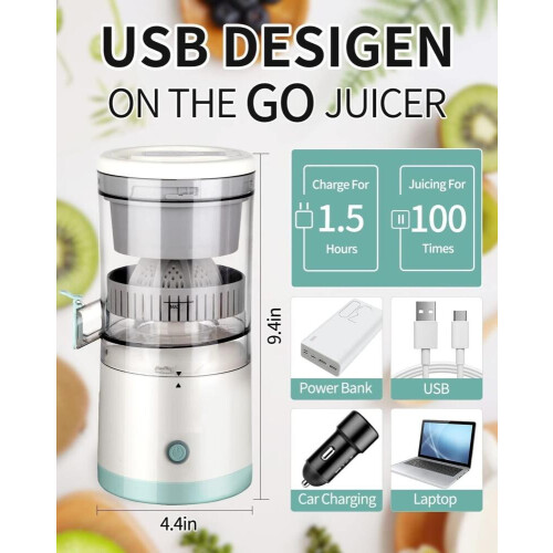 Welikera Juicer 2400mAh Ηλεκτρική Πρέσα Πορτοκαλιού, Φορητή Φόρτιση USB, Αποχυμωτής 1