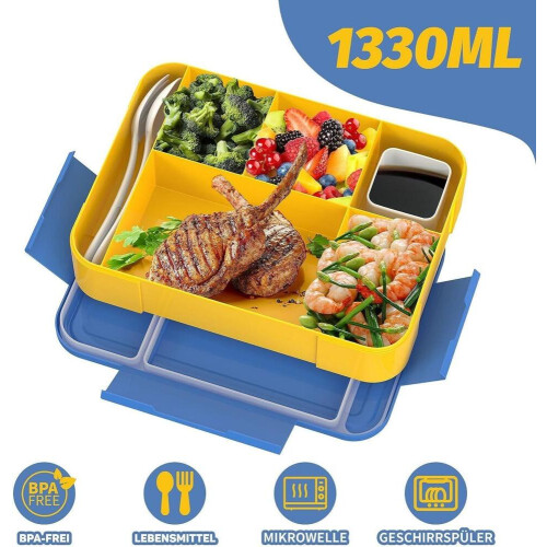 Παιδικό Φαγητό, Φαγητό σε κουτί – Κουτί Bento 1300ML χωρίς BPA με 5 διαμερίσματα 1