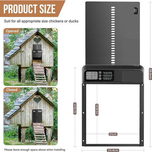 Hønsehusdør med timer, døråpner for hønsehus 24*32*5 cm 1