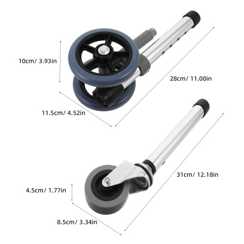 2Paires Pivotantes En Caoutchouc Pour Déambulateur, Usage Senior 1