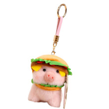 Charmant pluche dier sleutelhanger Hamburger vorm rugzak-Roze