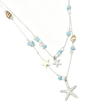 Collier de perles colorées avec décoration d'étoiles de mer en-B