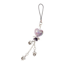 Lovely Heart Flower Pattern Phone Lanyard Stylish Keychain-grey