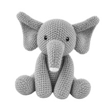 Knitted Sweet Rabbit Doll Stuffed Toy Hugging-gray elephant