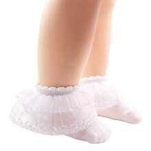 Baby Lace Trim Cotton Blend Ankle Socks Soft Breathable-White