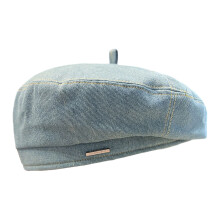 Béret en jean multi-usage, chapeau d'artiste à bords-bleu clair
