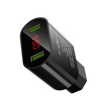 Doppelter USB-Ladeadapter 12–100 V auf 5 V, 3,1 A,-Schwarz