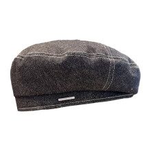 Trendy Franse Baret Hoed Jeans Brimless Cap voor Dames-Zwart