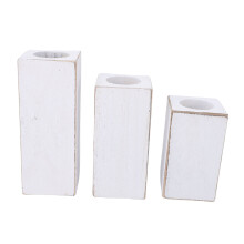 3 Stück Kerzenhalter aus Kiefernholz, rustikal natur, S/M/L