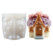 Rose Flower Cottage Vorm Siliconen Kaars Mallen Food Grade
