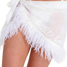 Bride to be Embroidered Beach Sarong Skirt Sheer Chiffon-White