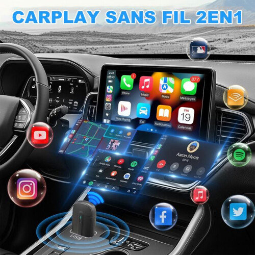 Ασύρματος προσαρμογέας CarPlay για Apple CarPlay και Android Auto, Bluetooth Dongle 2 σε 1 που μετατρ 2