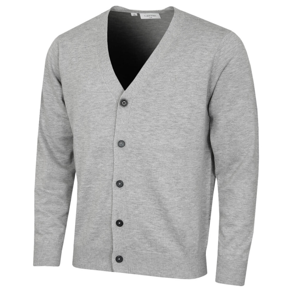 Calvin Klein (Xxxxl, Marl) Mens 2026 Blackthorn V-Neck Soft Classic Golf Cardigan Silver