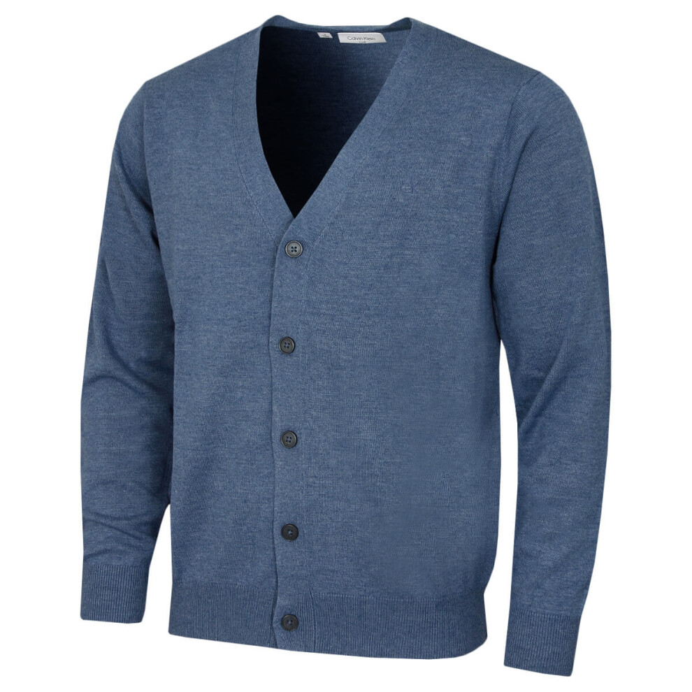 Calvin Klein (Xxxl, Denim Marl) Mens 2026 Blackthorn V-Neck Soft Classic Golf Cardigan